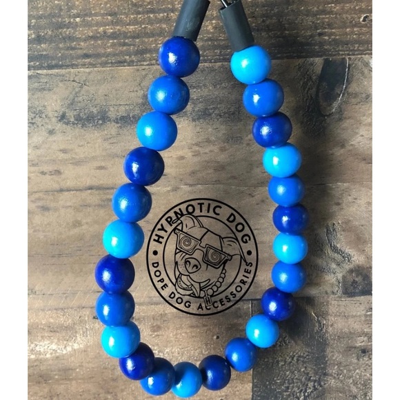 Blue Ombré Wooden Bead Dog Collar - Picture 3 of 9